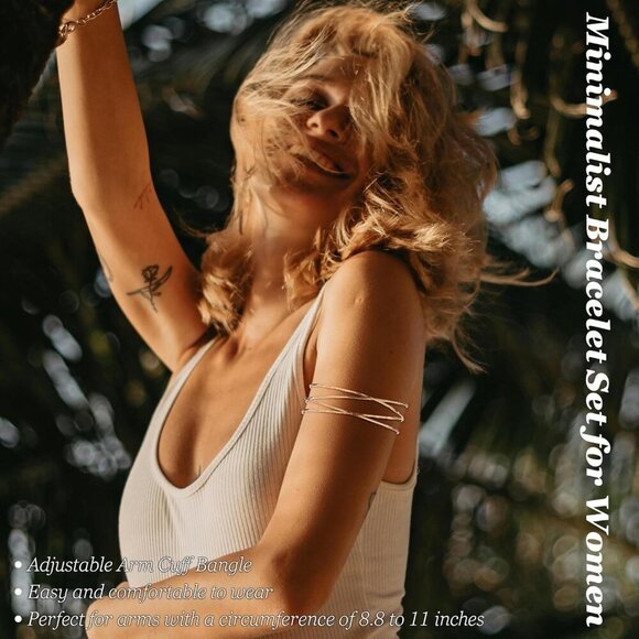 Adjustable Gold-Plated Brass Arm Cuffs Set - Chic Women's Accessories - Picture 5 of 6